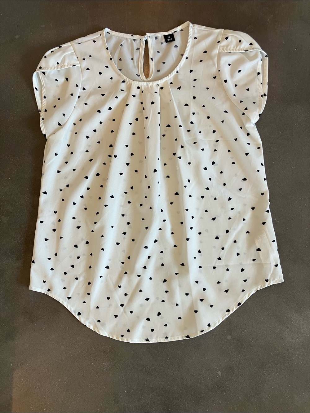 White Heart Print Girls' Cap Sleeve Top